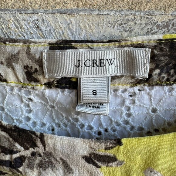 J. Crew Sleeveless Eyelet Cotton Back Floral Silk Front Blouse Women's Size 8 - Picture 3 of 8